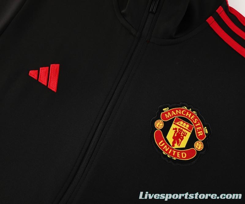 24/25 Manchester United Black Full Zipper Jacket +Long Pants