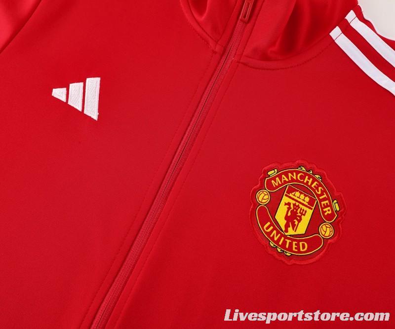 24/25 Manchester United Red Full Zipper Jacket +Long Pants