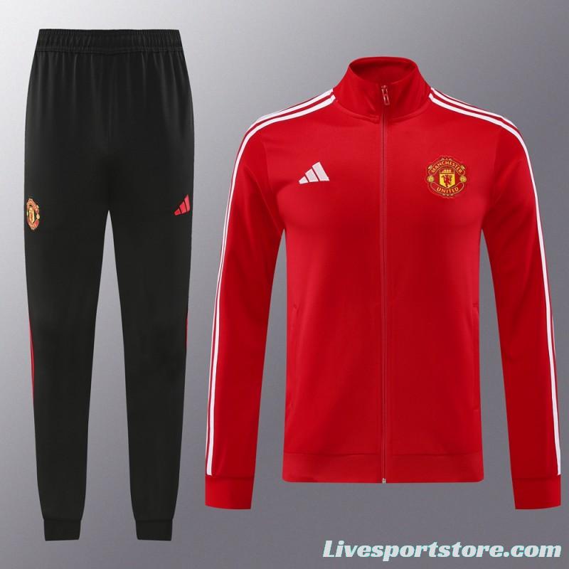 24/25 Manchester United Red Full Zipper Jacket +Long Pants