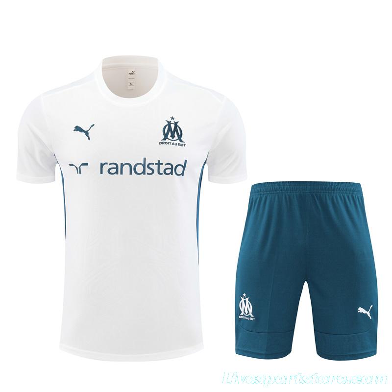 24/25 Olympique Marseille White Short Sleeve Jersey+Shorts