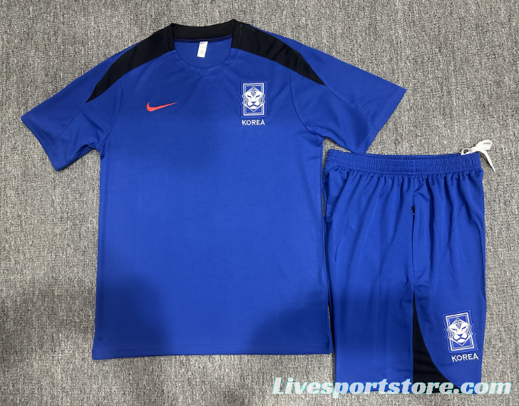 2024 Kids South Korea Blue Short Sleeve Jersey+Shorts