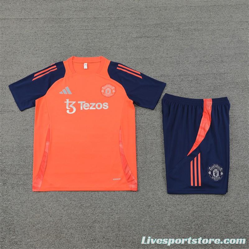 24/25 Manchester United Orange Short Sleeve Jersey+Shorts