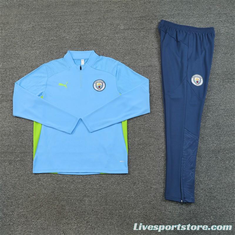 24/25 Manchester City Sky Blue Half Zipper Jacket+Long Pants