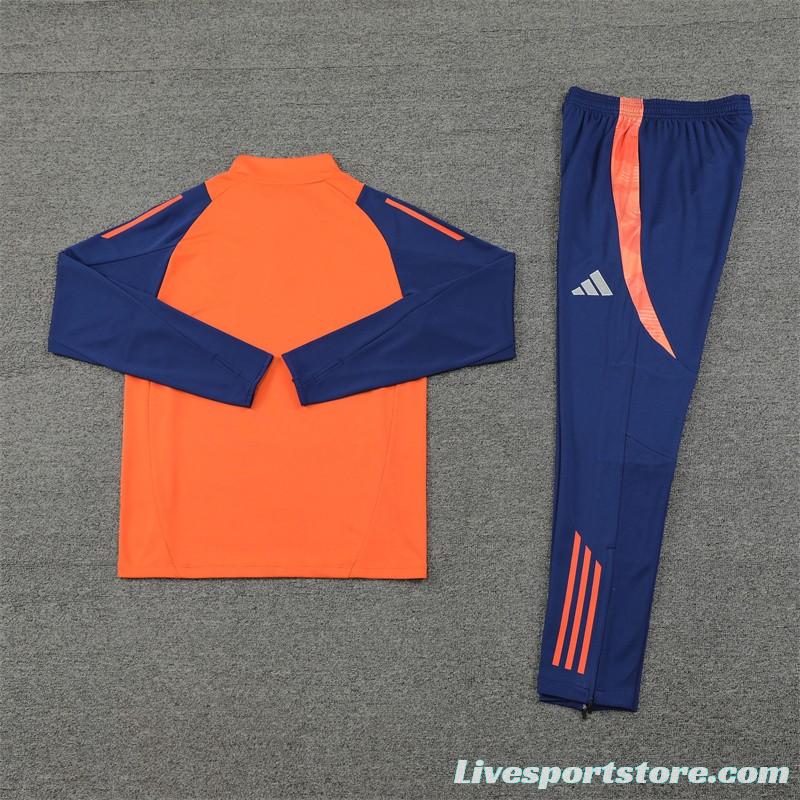 24/25 Manchester United Orange Half Zipper Jacket+Long Pants