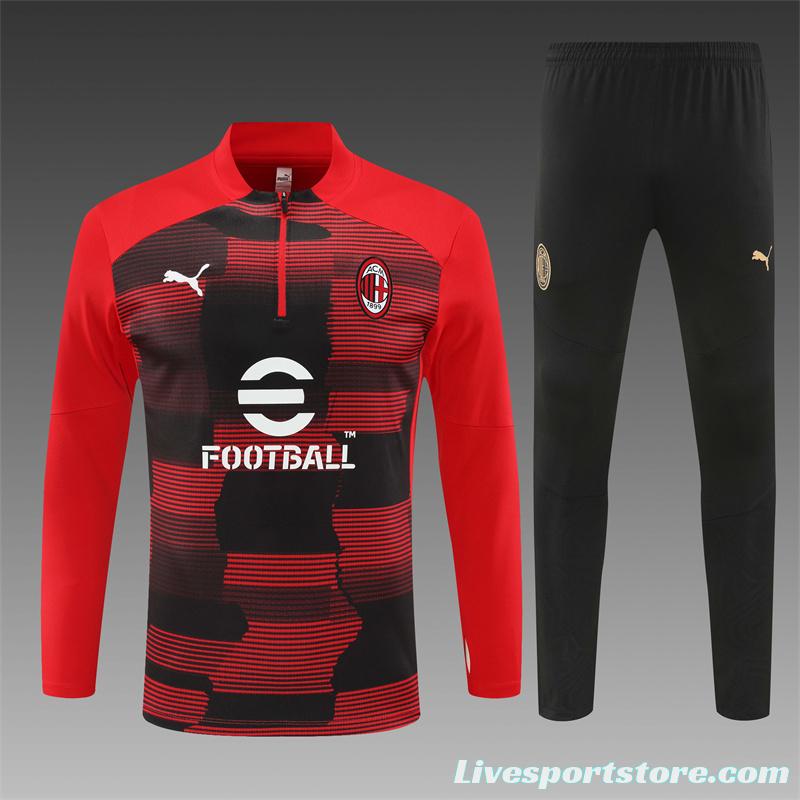 24/25 AC Milan Red Half Zipper Jacket+Long Pants