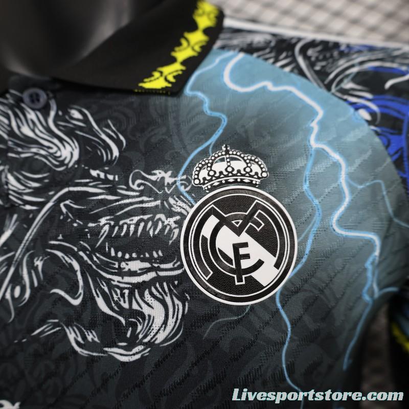 Player Version 24/25 Real Madrid Black/Blue Dragon Special Jersey