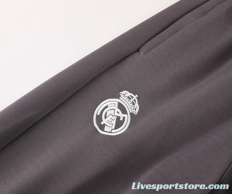 24/25 Real Madrid Grey Full Zipper Jacket +Long Pants