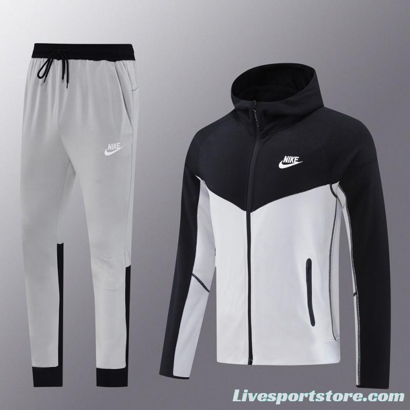 2024 NIKE Sports White/Black Full Zipper Jacket +Long Pants