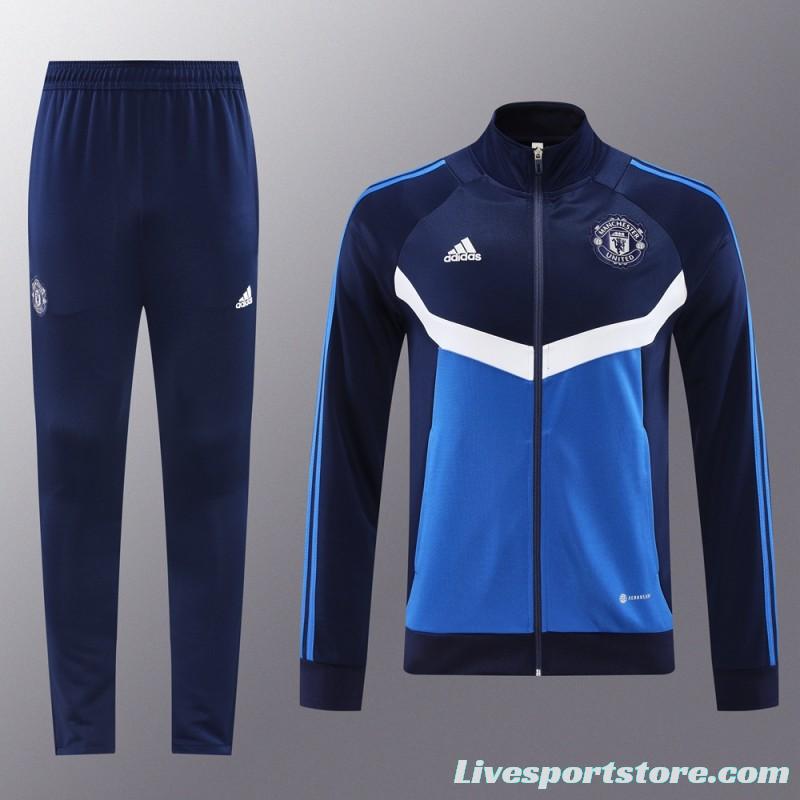 24/25 Manchester United Navy/Blue Full Zipper Jacket +Long Pants