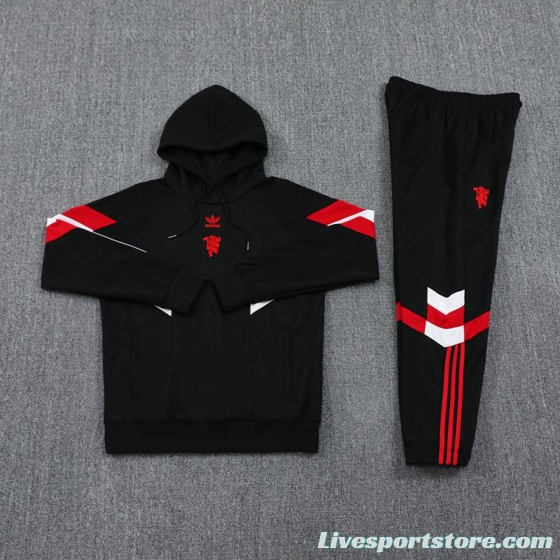 24/25 Manchester United Black Hoodie Jacket +Long Pants