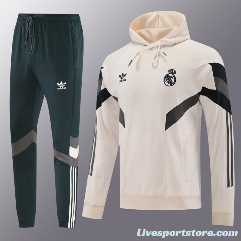 24/25 Real Madrid Light Yellow Hoodie Jacket +Long Pants