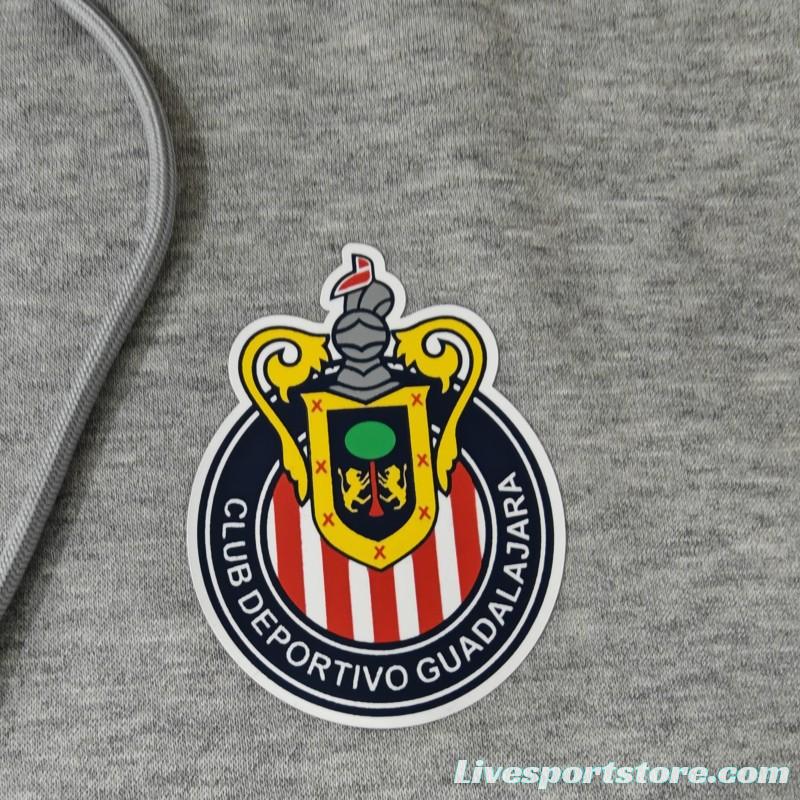 24/25 Chivas Guadalajara Navy/Red/Black/Beige/Grey Hoodie WIth Black Badge