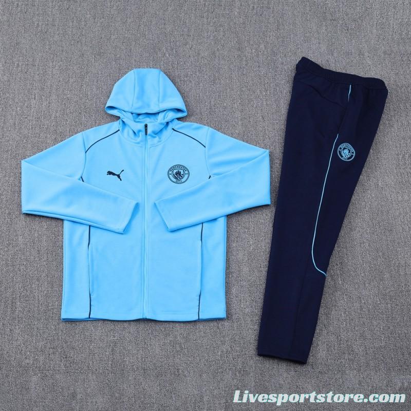 24/25 Manchester United Skyblue Full Zipper Jacket +Long Pants