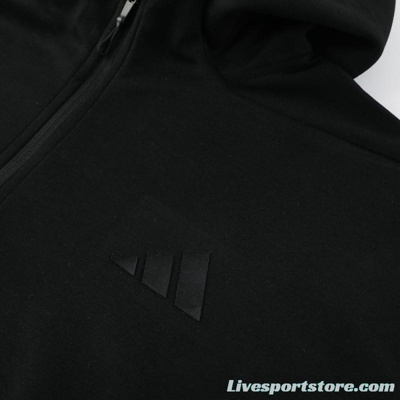 2024 Adidas Black Hoodie Full Zipper Jacket +Long Pants