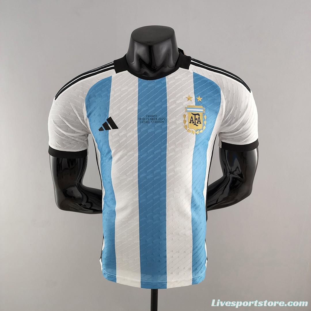 Player Version 2 Stars Argentina Home Final Match Jersey With Full Patch