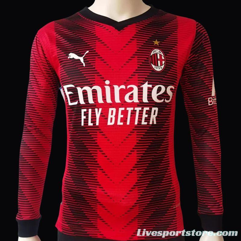 Player Version 23/24 AC Milan Home Long Sleeve Jersey