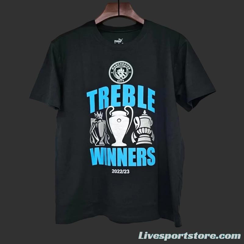 23/24 Manchester City Black Treble Winners T-Shirt