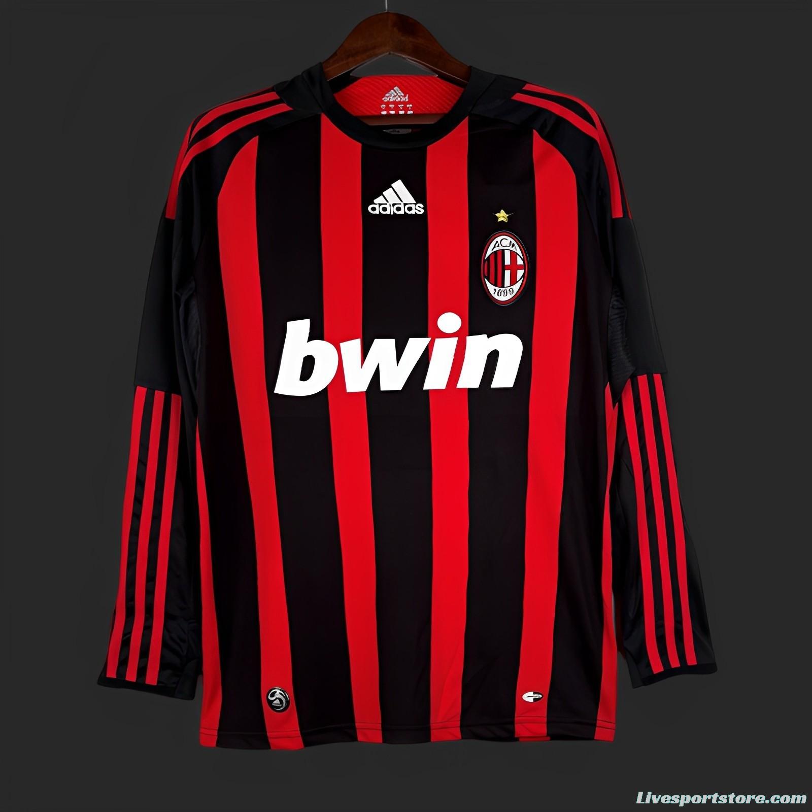 Retro 08/09 AC Milan Home Long Sleeve Jersey