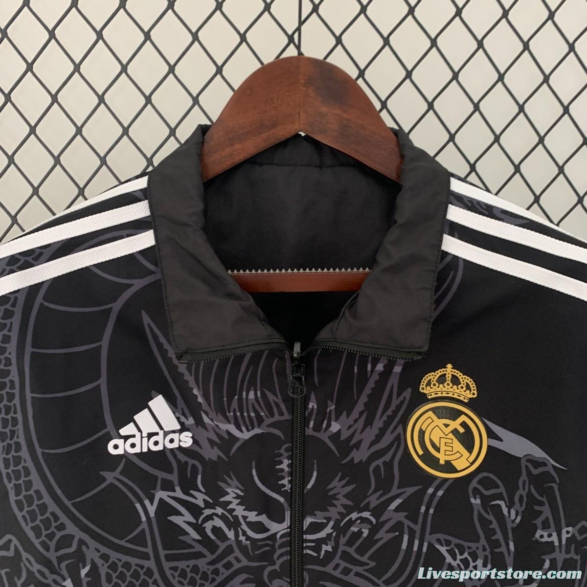 23/24 Real Madrid Black Dragon Reversible Full Zipper Jacket