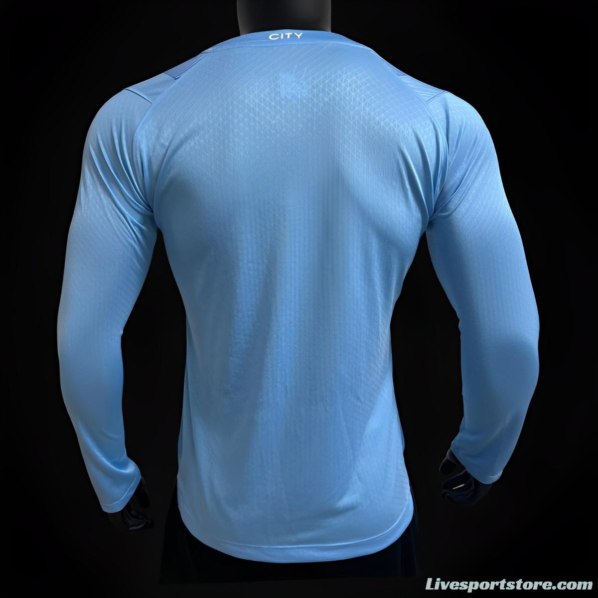 Player Version 23/24 Manchester City Home Long Sleeve Jersey