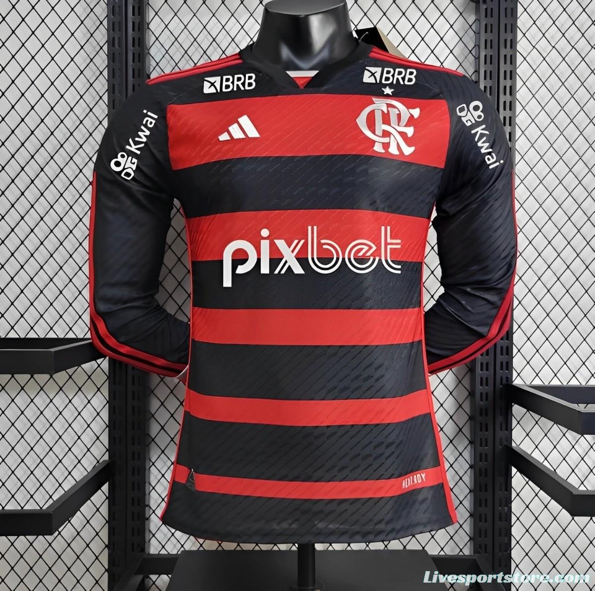 Player Version 24/25 Flamengo Home Long Sleeve Jersey+ All Sponsored