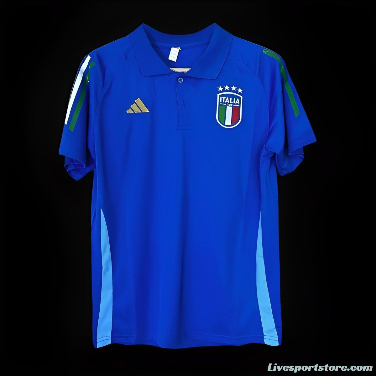 2024 Italy Home POLO Blue Jersey