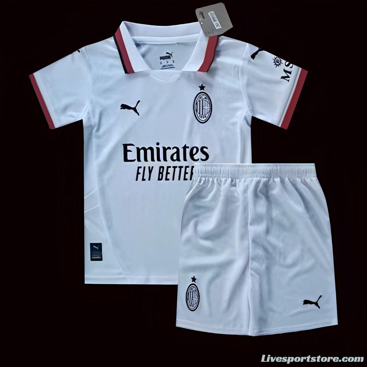 24/25 Kids AC Milan Away  White Jersey