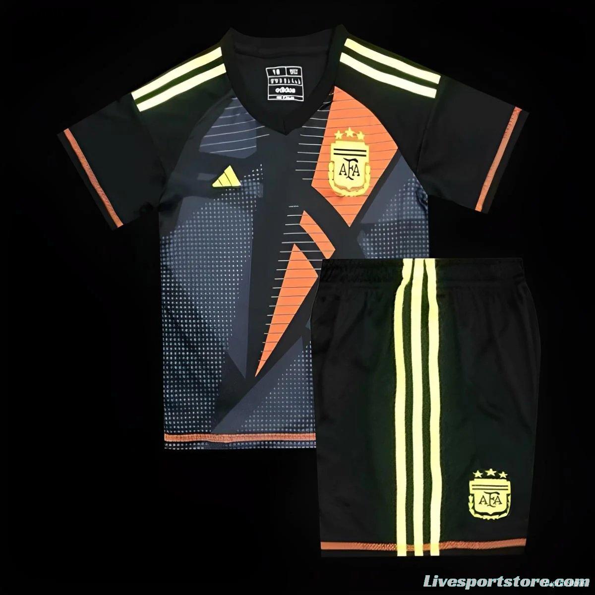 2024 Kids Argentina Black Goalkeeper Jersey